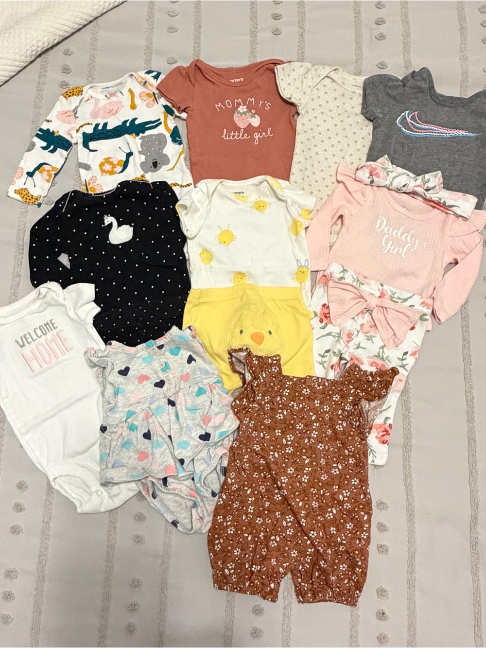 Mixed Baby Girl Onesie Bundle - Floral, Pink, Yellow & Gray